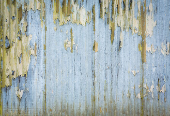 Corrugated iron pattern, rusty and distressed paint, UK