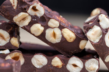 delicious bitter homemade chocolate with lots of nuts hazelnuts