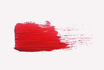 Colored strokes of acrylic paint. A thick coat of paint with traces of brush bristles. A trace of cosmetic lipstick. Vector image, design element, text background.