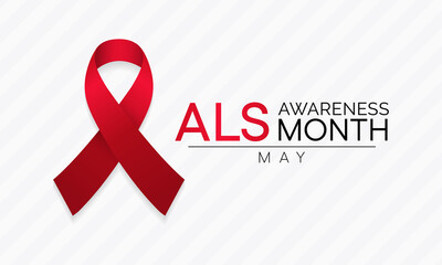 ALS (Amyotrophic lateral sclerosis) awareness month is observed each year in May. it is a group of rare neurological diseases that mainly involve the nerve cells. Vector illustration.