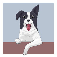 Dog Border Collie minimal drawing style - 424708424