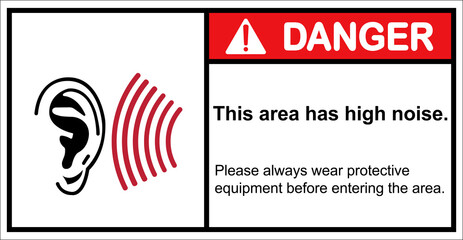 Warning this area has high noise.,Danger sign