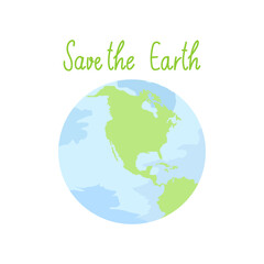 Save the Earth handwriting with Earth  isolated on white background , Vector illustration EPS 10