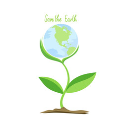 Trees are born into the world, save the earth handwriting, World Environment Day with, Vector illustration EPS 10