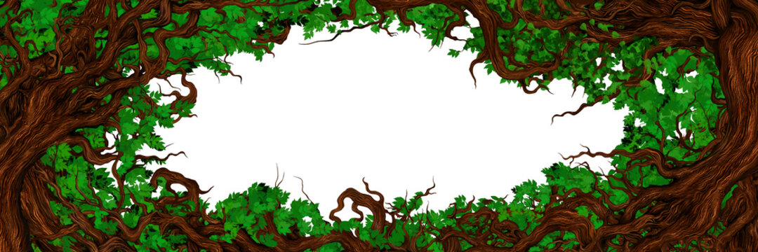 Forest horizontal frame / Illustration abstract frame with fantasy branches