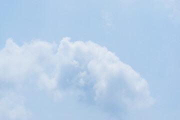 Beautiful view of blue sky with clouds. Beautiful shapes, partly cloudy. Colorful sunset. Natural sky background texture, beautiful color. Bright landscape in the blue sky.