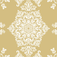 Orient classic pattern. Seamless abstract background with vintage elements. Orient golden and white background. Ornament for wallpaper and packaging