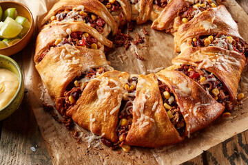 Traditional Mexican enchilada crescent ring