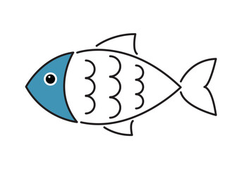 fish icon vector illustration.collection of fish icon with waves