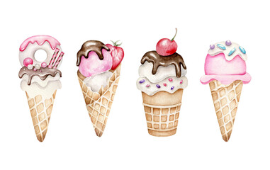 Watercolor ice cream set