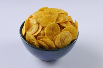 Dried banana chips or banana waffers