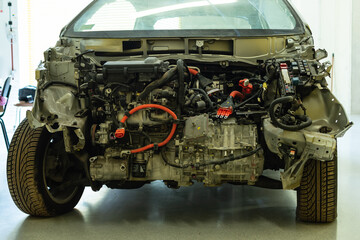 Inside the bonnet of a hybrid electric car