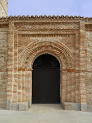 Main door of the Medieval Mudejar Church of Santa María la Antigua (13 century). Madrid.