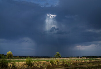 Landscape with clouds after rain