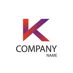 letter K with bright gradient of red and blue shades, modern logo