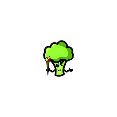 Cute Brocoli Mascot Vector Illustration Design. Epas 10. Recomended For Children Book.