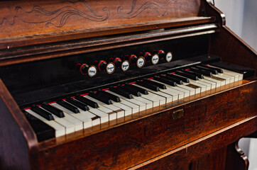 Fototapeta na wymiar piano keys on a piano