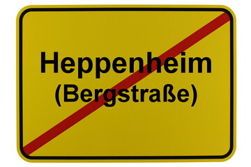 Illustration eines Stadtausgangsschildes der Stadt Heppenheim (Bergstraße)
