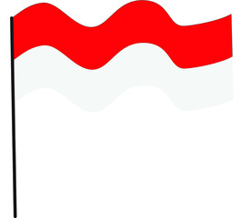 Red and white Indonesian flag vector waving