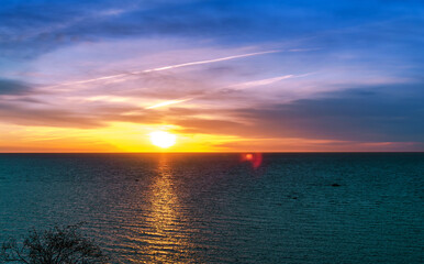 Bright sunset at the sea