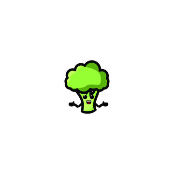 Cute Brocoli Mascot Vector Illustration Design. Epas 10. Recomended For Children Book.