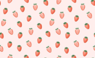 Strawberry seamless pattern. Drawn berries background