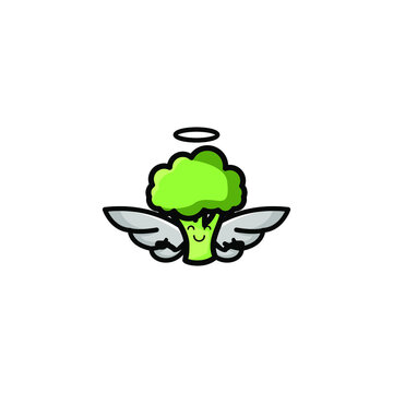 Cute Brocoli Mascot Vector Illustration Design. Epas 10. Recomended For Children Book.