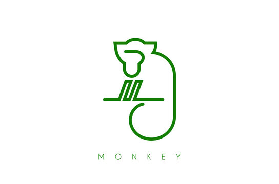 A minimal line art logo of Monkey, Abstract Monkey vector
