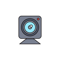 Web camera icon isolated background. Chat camera. Webcam icon.