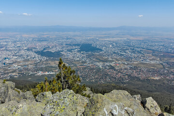 City of Sofia from Kamen Del Peak at Vitosha Mountain, Bulgaria