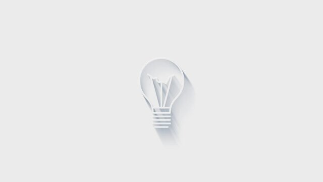 Light bulb idea icon isolated on white background. Accounting symbol. Business, education and finance. 4K Video motion graphic animation