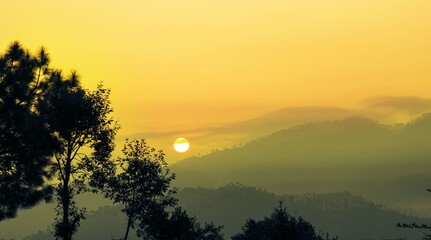 sunset in the mountains