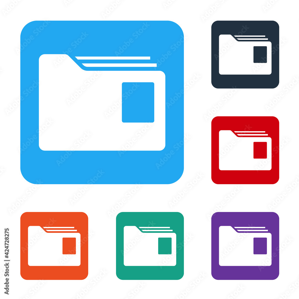 Poster white document folder icon isolated on white background. accounting binder symbol. bookkeeping manag