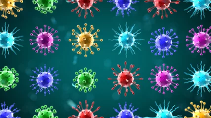 Fotobehang coronavirus strain variants diffirent mutation © Inok