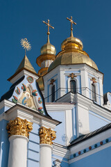 Fototapeta na wymiar Saint Michael's Golden-Domed Monastery in Kiev, Ukraine. Orthodox church