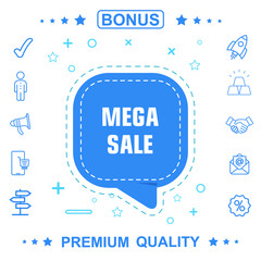 Mega sale icon in speech bubble