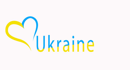 Fototapeta na wymiar Yellow-blue heart outline on a white background. Independence Day, Constitution, State Flag of Ukraine. Love Ukraine. Copy space