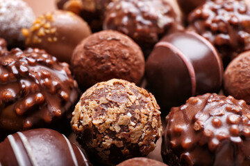 Sweet chocolate candies as background