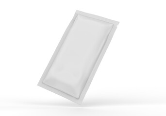 matte paper sachet. Photo-realistic packaging mockup template. 3d illustration.