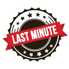 Obraz premium LAST MINUTE text on red brown ribbon stamp.