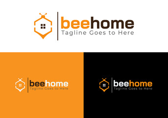 Bee Home logo design Vector template. bee home icon. home  and bee sign