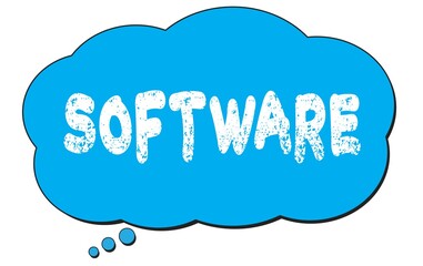 Fototapeta premium SOFTWARE text written on a blue thought bubble.