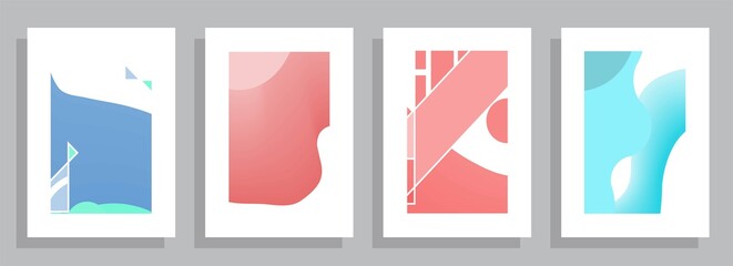 Covers templates set with graphic geometric elements. Applicable for brochures, posters, covers and banners. Vector illustrations.