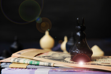Hand holding chess board, Businessman play with chess game and business growth concept, Creative...