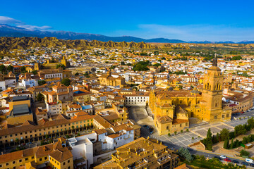 Fototapeta premium Top view of the city of Guadix and the cathedral in the center. Spain