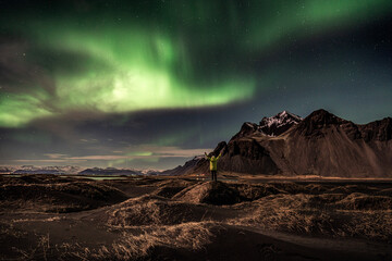 aurora over the mountains