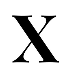 X letter word illustration on simple white background