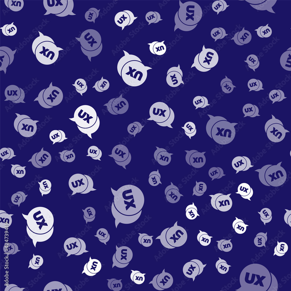 Poster white ui or ux design icon isolated seamless pattern on blue background. vector