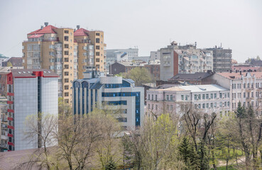 Fototapeta na wymiar View of the city of Rostov-on-Don with a bird's-eye view
