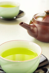 Japanese warm green tea..It has a good fragrance and a little bitterness.